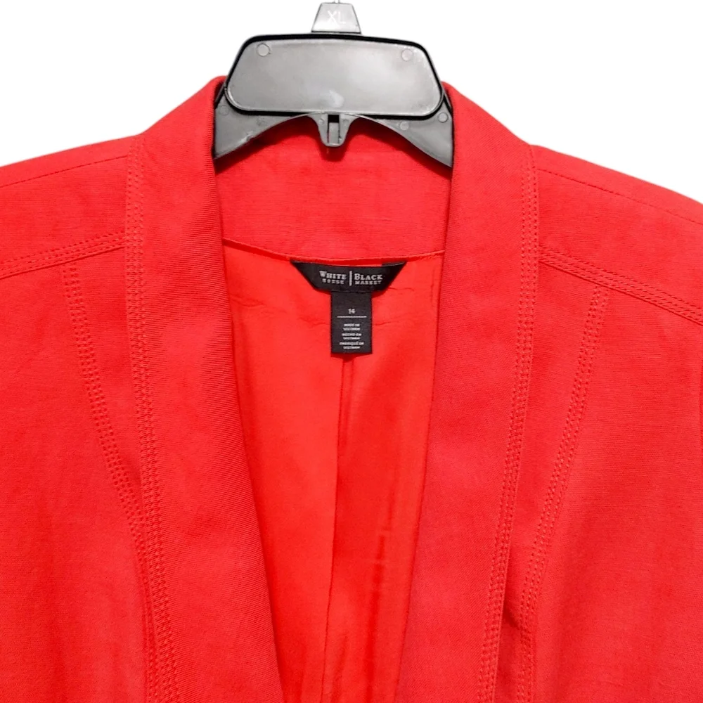 White House Black Market Coral Open Front 3/4 Sleeve Blazer Women's Size 14
